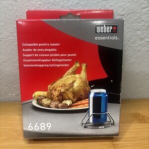 Weber Grill 6689 Folding Beer Can Chicken Stand Collapsible Grilling Roaster